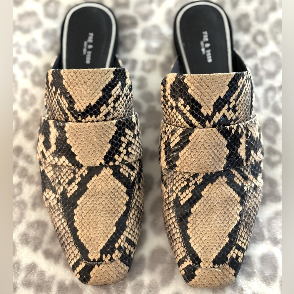 Rag & Bone Aslen Snake python  Loafer Mules slip on